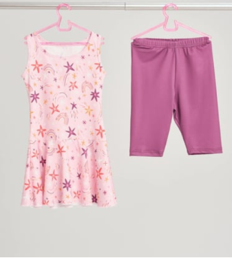 Girls' purple sleeveless swimsuit - Haşema 