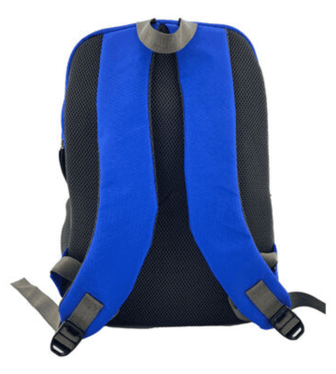 Backpack 3 zips blue and gray