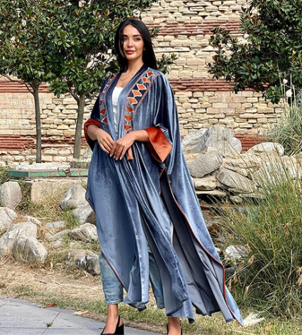 Blue Velvet Winter Abaya - Large Size - Fiore Fashion