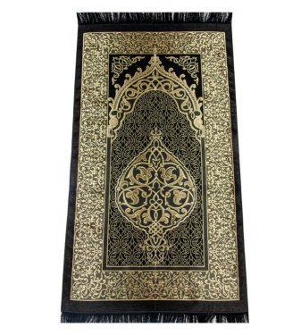 Black ottoman style taffeta prayer rug