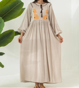 Embroidered linen dress