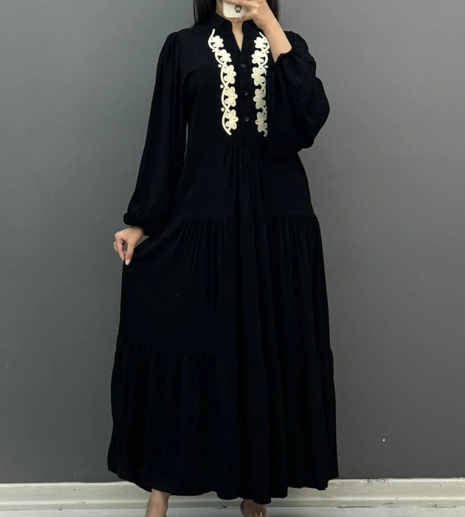 Women's black plaid dress