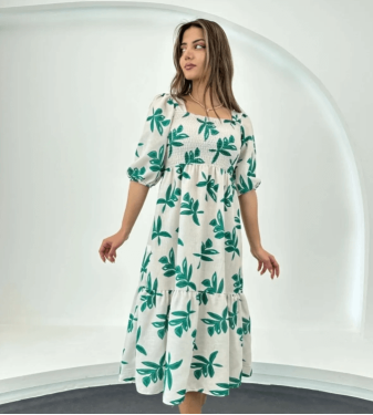 Plaid linen dress for women