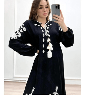 Black embroidered women's dress