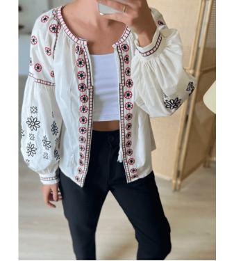 Embroidered linen jacket
