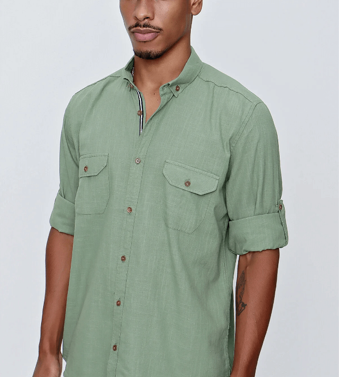 Men's Long Sleeved Double Pocket Shirt from Tina Moda  