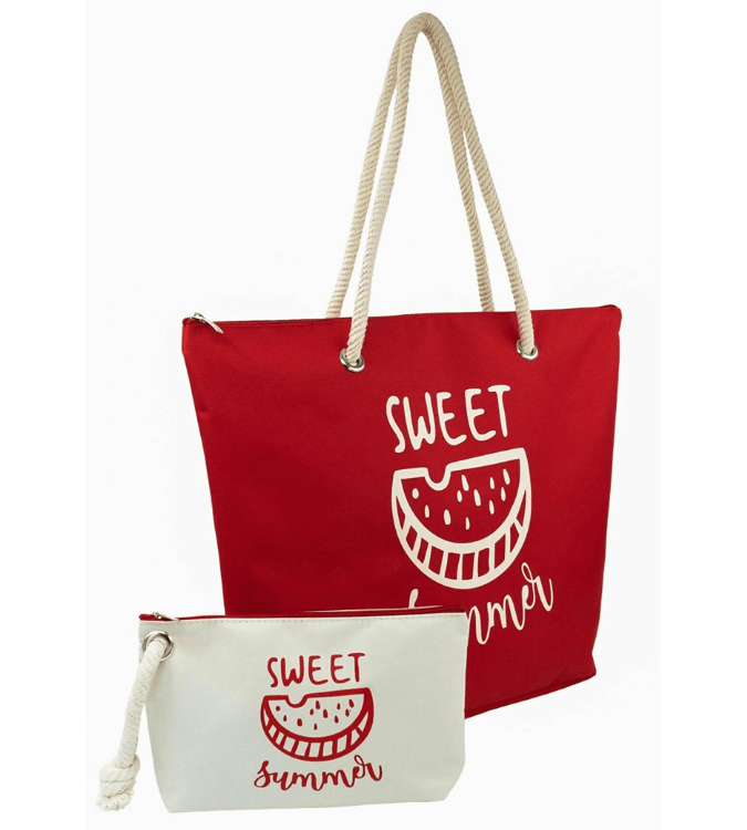 Zip beach bag with small bag