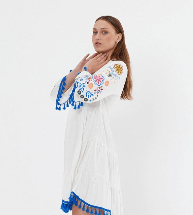 White viscose dress for women