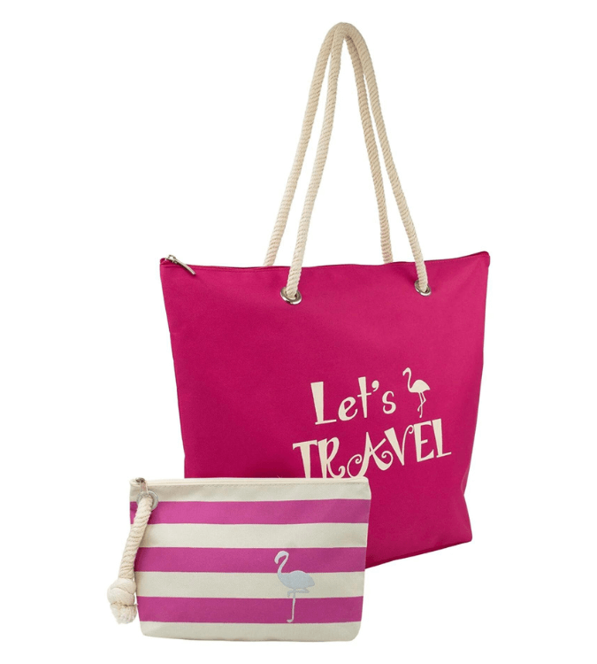Zip beach bag with small bag