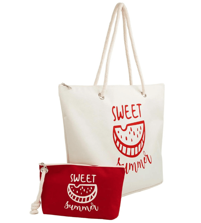 Zip beach bag with small bag