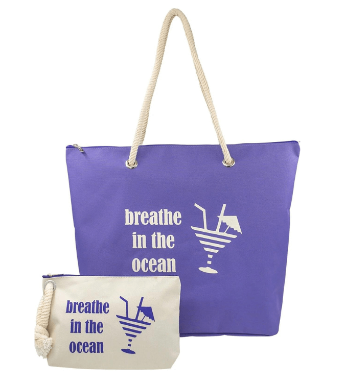 Zip beach bag with small bag