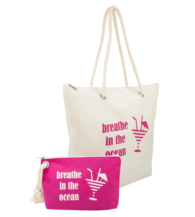 Zip beach bag with small bag