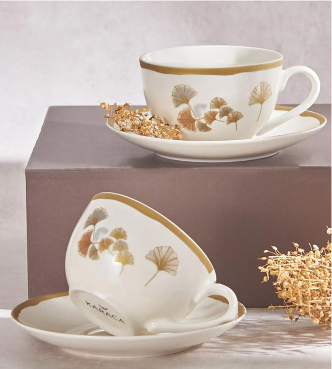 Porcelain Tea Cups Set - for Two People - Karaca