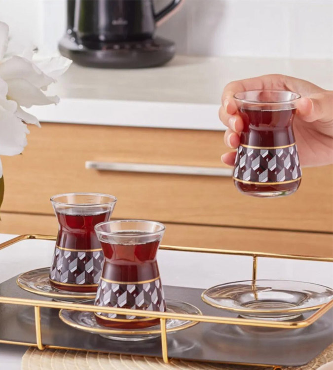Turkish tea cups set from Karaca for 6 people