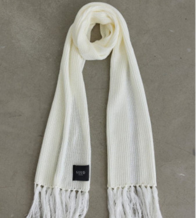 Beige Knitted Scarf with Tassels