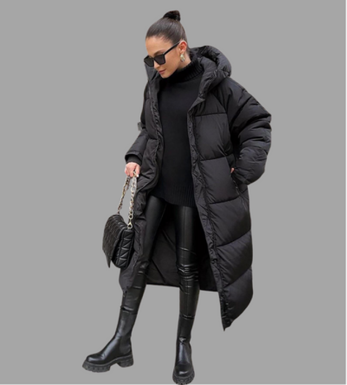 Black long puffer coat