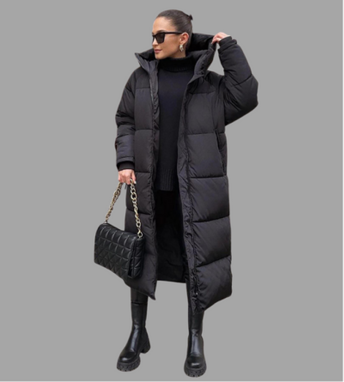 Black long puffer coat