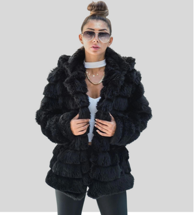 black fur coat