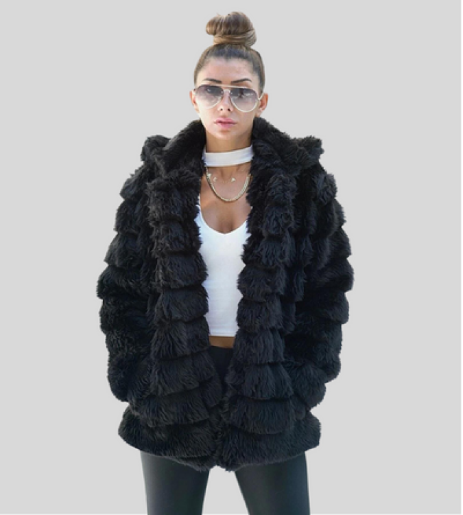 black fur coat