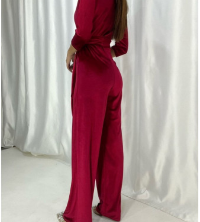 Red velvet jumpsuit