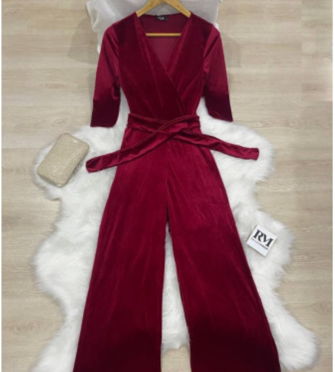 Red velvet jumpsuit
