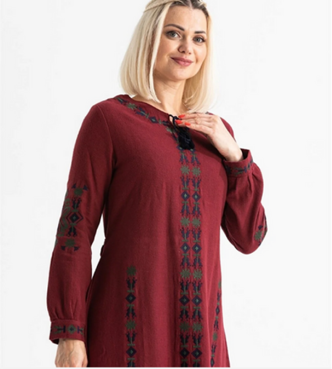 Burgundy cotton dress