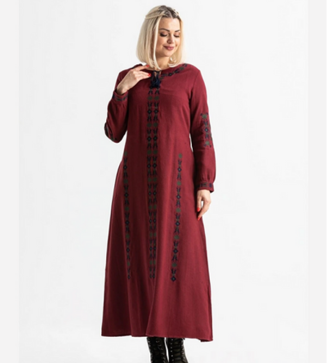 Burgundy cotton dress