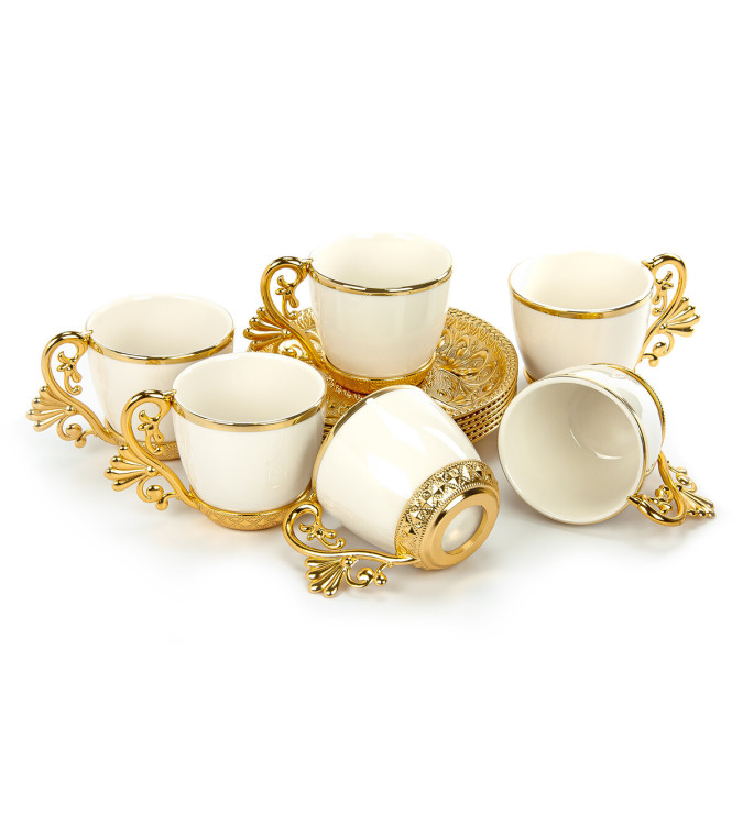 Set of Turkish coffee cups, golden color