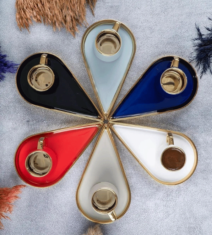 Porcelain Turkish coffee cups set for 6 people