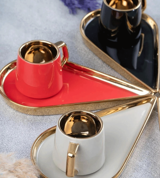 Porcelain Turkish coffee cups set for 6 people