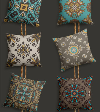 6-Piece cushion Cover Set, Blue