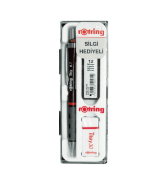 Rotring Tikky Mechanical Pencil Set, 0.7mm Lead and Eraser, Bordeaux