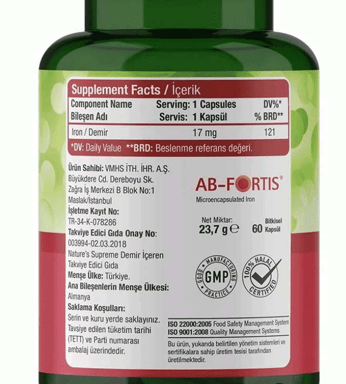 Nature's Supreme Iron 17 mg 120 Capsules