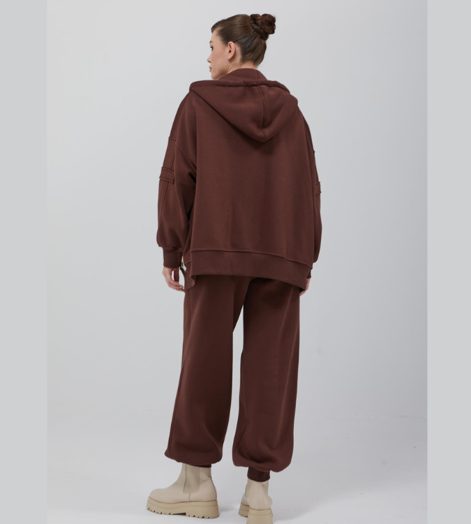 Brown Women's Sports Suit with Hat