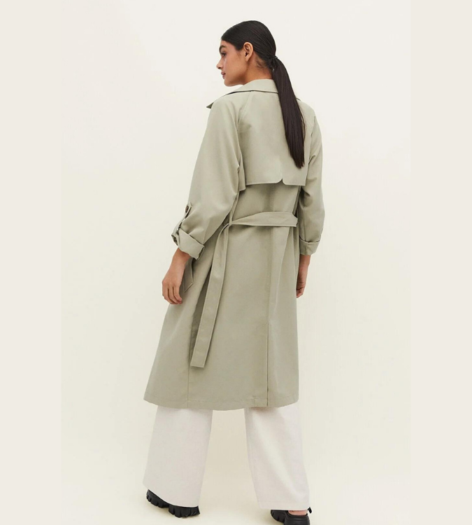 Women's Long Double-Breasted Buttons Coat - Stradivarius 