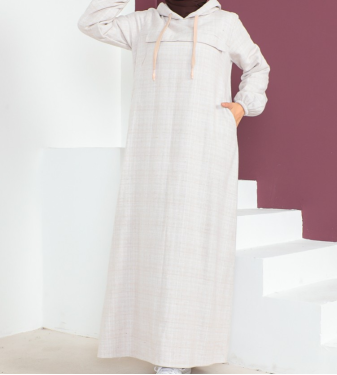 Beige Women's Wool Dress with Hat