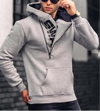 Men's grey cotton blouse - Madmext 