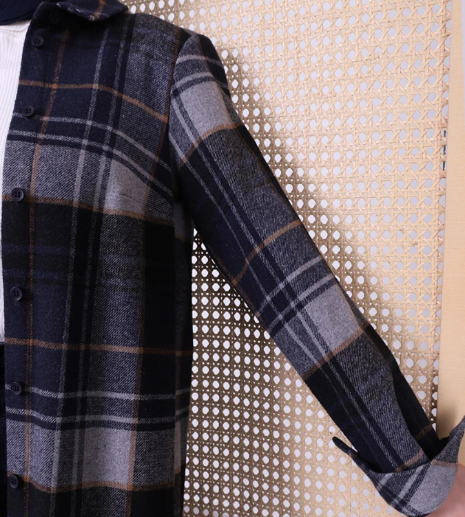 Women's long plaid shirt