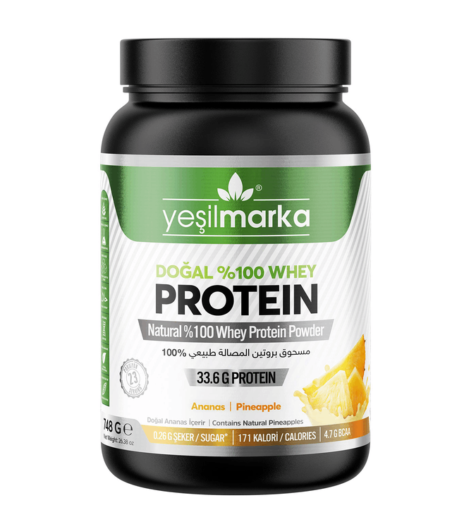 Natural whey protein powder with pineapple flavor 748g from YeşilMarka