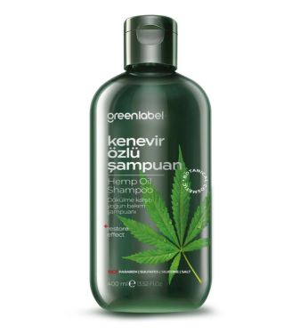 Green Label Hemp Extract Salt-free Paraben-free Sulfate-free Anti-Dandruff Care and Repair Shampoo 400 ml