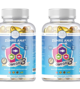 Omega 3 Fish Oil - 200 Capsules - 1300 mg- 2 Pieces - Zuhre Ana