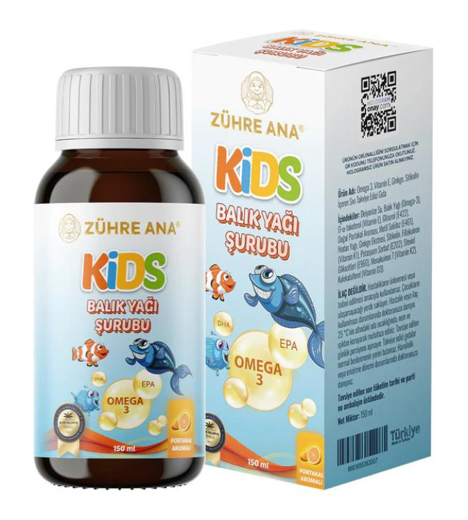 Omega-3 - orange fish oil drink for children - Zuhre Ana