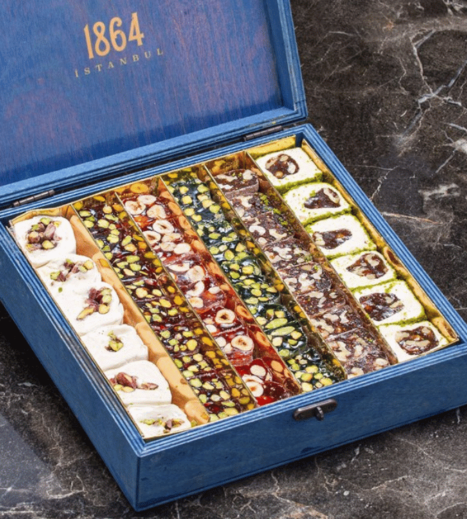 Mixed Turkish Delight - Blue Wooden Box - by Hafez Mustafa