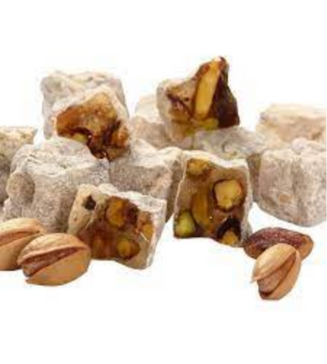 Mixed Double Roasted Pistachio Turkish Delight - 1Kg Small Box - by Hafiz Mustafa.