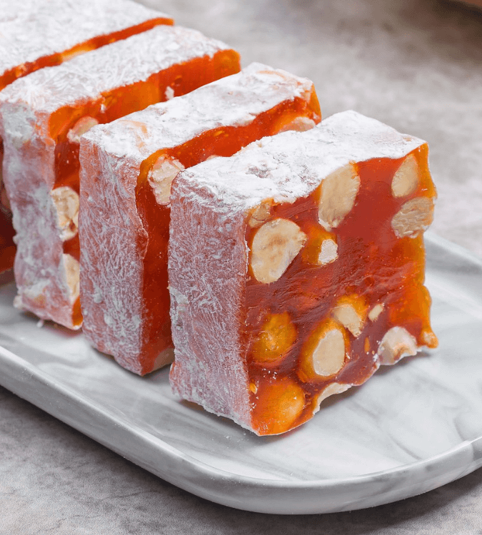 Orange Krokan Turkish Delight with Hazelnut - 1 kg - by Hafiz Mustafa
