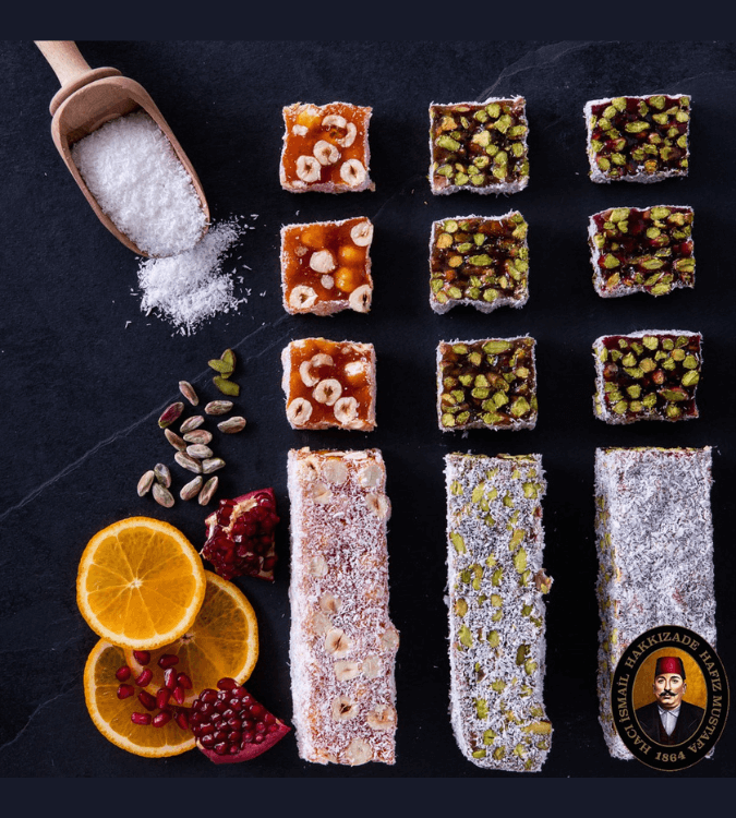 Orange Krokan Turkish Delight with Hazelnut - 1 kg - by Hafiz Mustafa