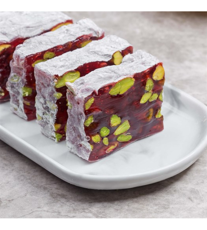 Krokan Pomegranate Turkish Delight with Pistachio - 1 kg - by Hafiz Mustafa