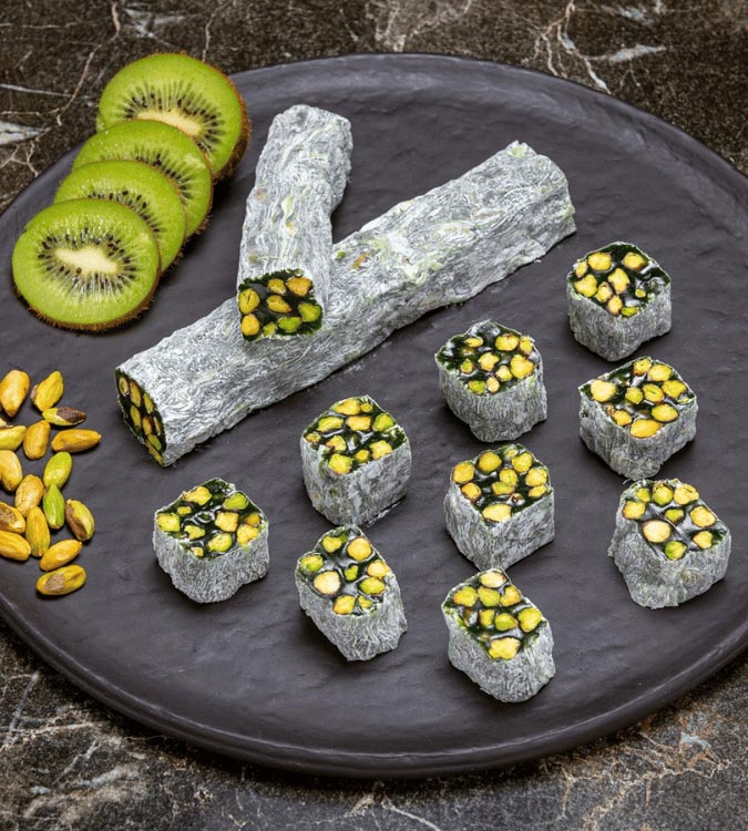 Double Pistachio Turkish Delight with Kiwi - 1 kg - by Hafiz Mustafa