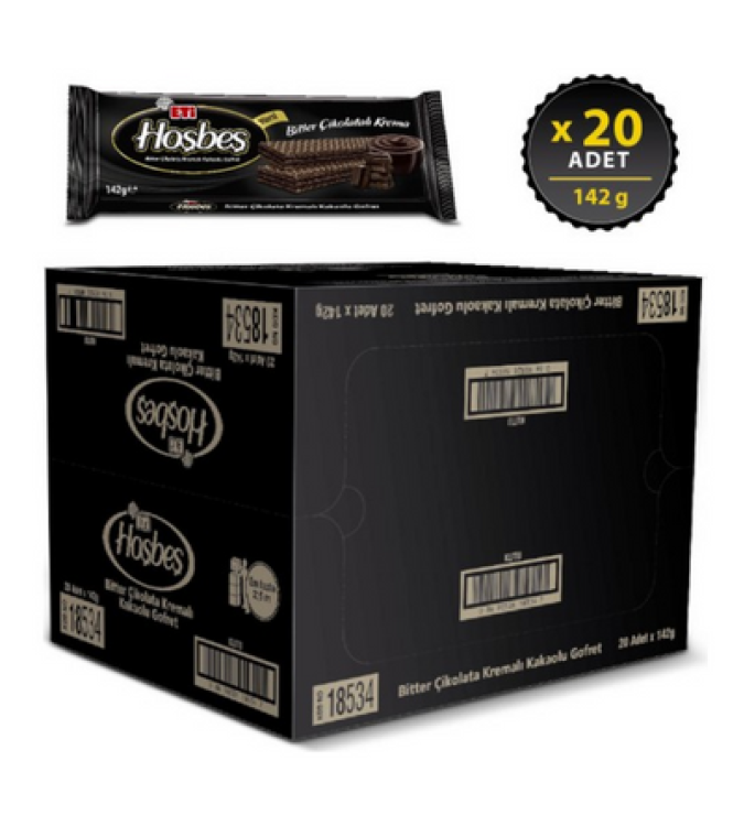 Eti Hoşbeş Wafer with Dark Chocolate Cream 142 gx 20 Pieces