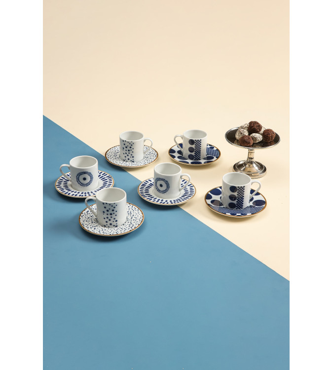 Coffee cups set 12 pieces for 6 people